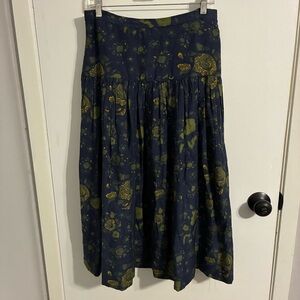 Billy Reid Dark Blue Floral Print Skirt